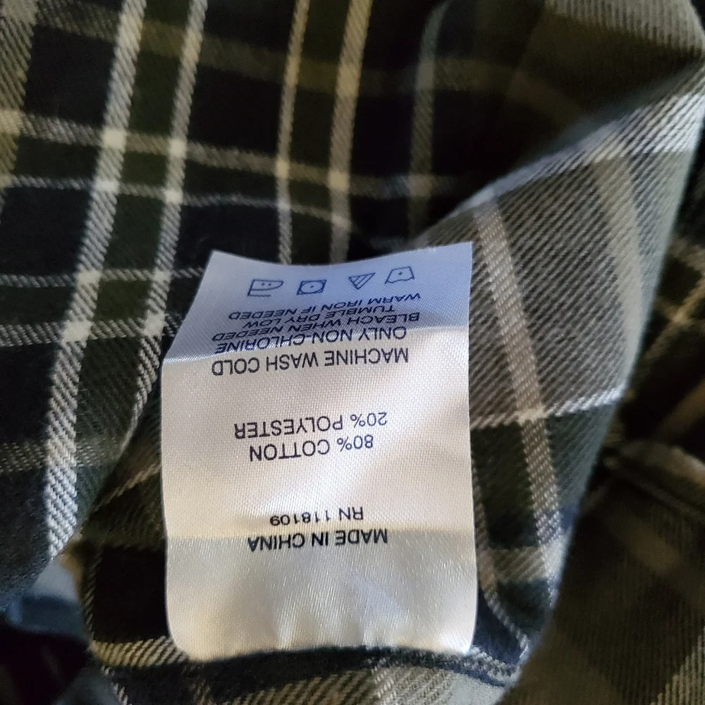 Smith's Work Wear Size L Flannel Long Sleeve Shirt Black Gray Plaid Blokecore